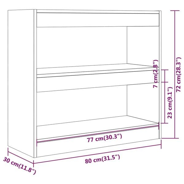 vidaXL Βιβλιοθήκη/Διαχωριστικό Χώρου Sonoma Δρυς 80 x 30 x 72 εκ.