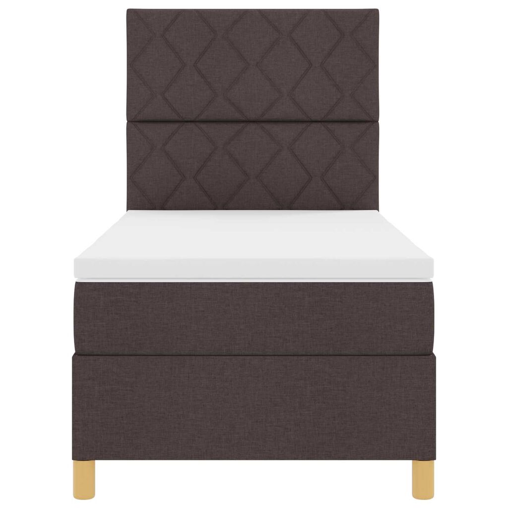 vidaXL Κρεβάτι Box Spring με Στρώμα & LED Σκούρο Καφέ 100x200 cm Ύφασμα