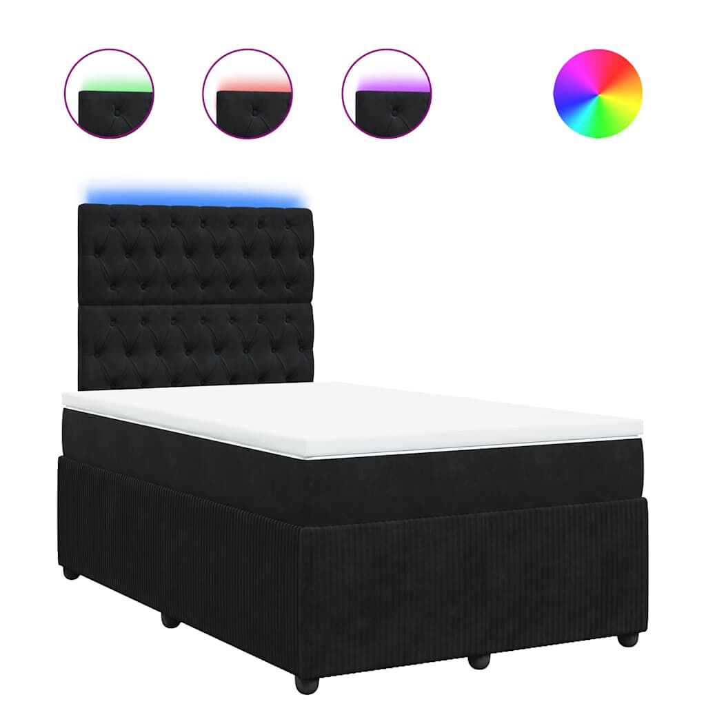 vidaXL Κρεβάτι Boxspring με Στρώμα Μαύρο 120 x 200 εκ. Βελούδινο