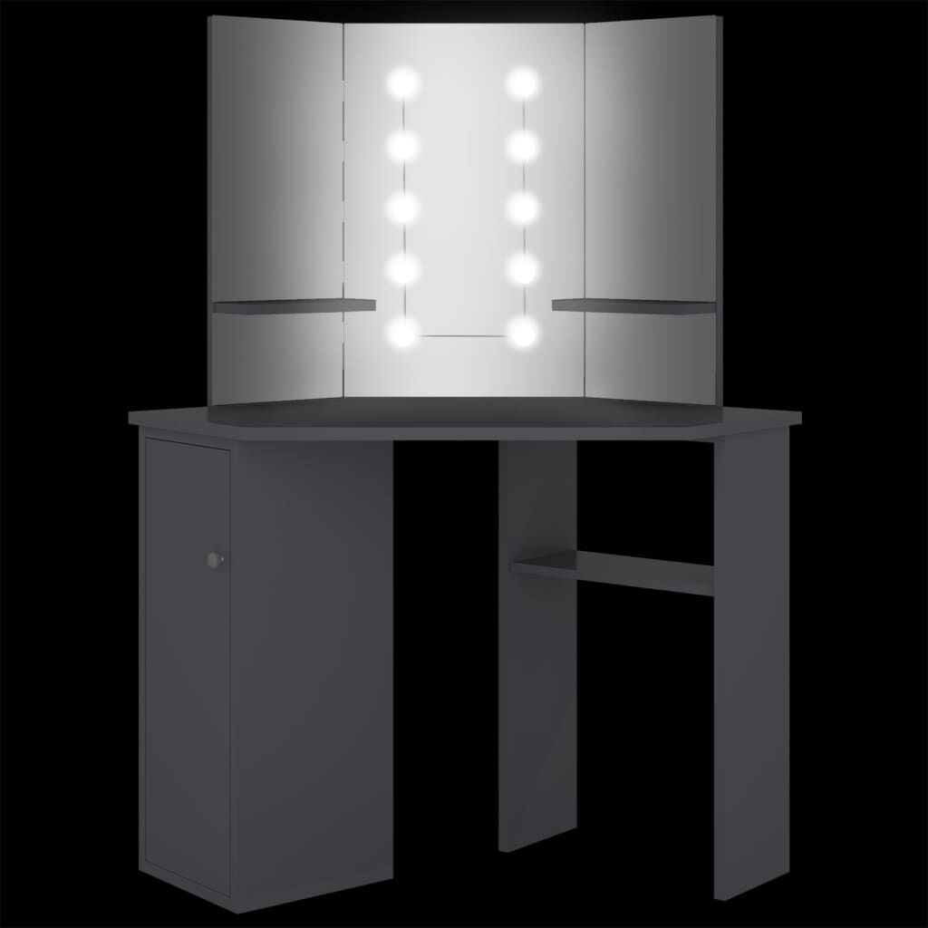 vidaXL Μπουντουάρ Γωνιακό με LED Γκρι 111 x 54 x 141,5 εκ.