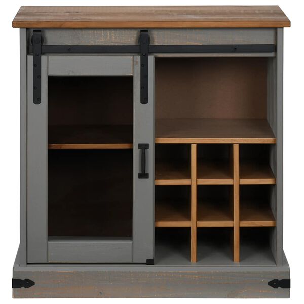 vidaXL Sideboard HALDEN με συρόμενη πόρτα γκρι 80x40x80 cm μασίφ ξύλο