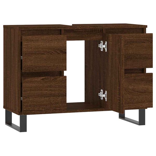 vidaXL Ντουλάπι Μπάνιου Καφέ Δρυς 80 x 33 x 60 εκ. Επεξεργασμένο Ξύλο