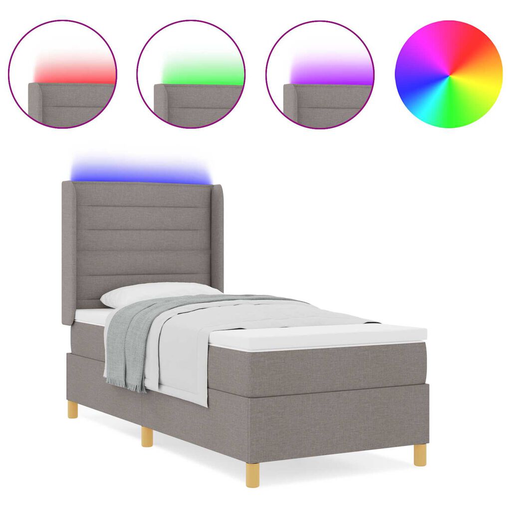 vidaXL Κρεβάτι Box Spring με Στρώμα & LED Ταμπά 80x200 εκ. Υφασμάτινο