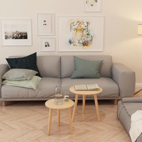 vidaXL Σετ Βοηθητικά Τραπέζια 2 τεμ. Καφέ από Μασίφ Ξύλο Πεύκου