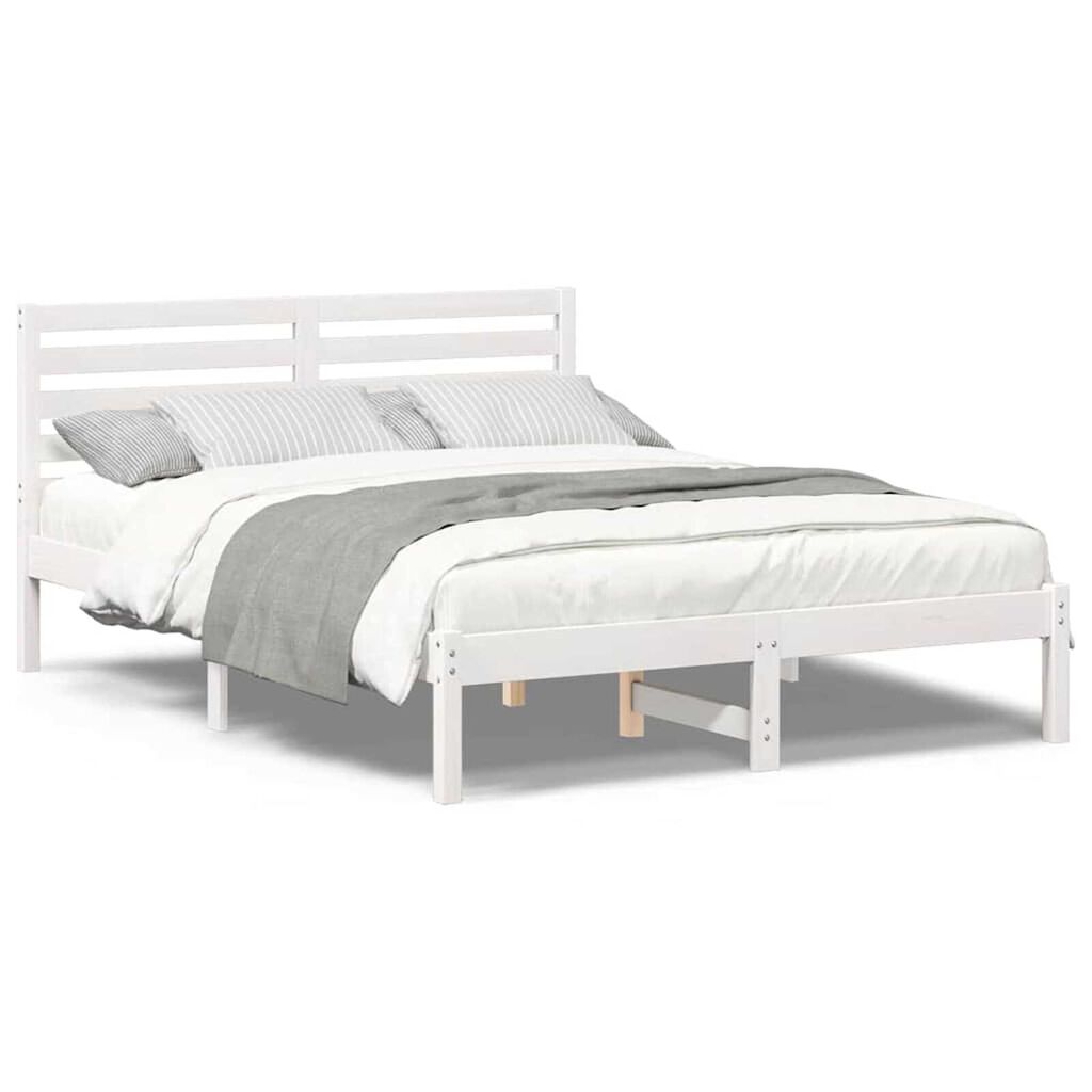 vidaXL Σκελετός Κρεβατιού Λευκό 120 x 190 cm Μασίφ ξύλο πεύκου