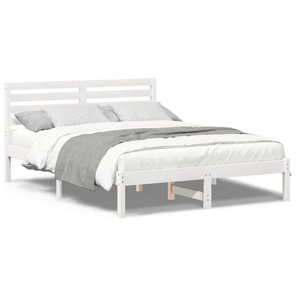 vidaXL Σκελετός Κρεβατιού Λευκό 120 x 190 cm Μασίφ ξύλο πεύκου