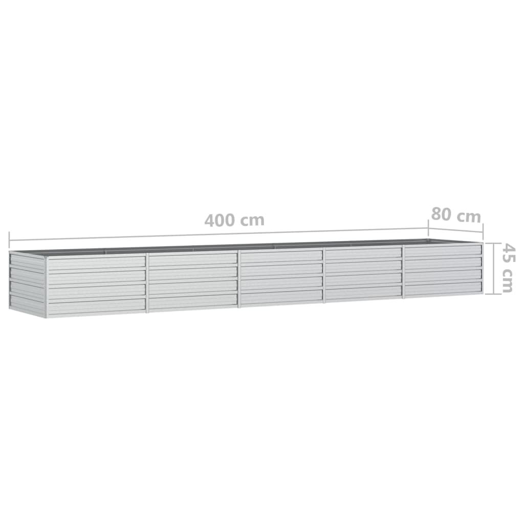 vidaXL Ζαρντινιέρα Υπερυψωμένη Ασημί 400x80x45 εκ. Γαλβανισμ. Χάλυβας