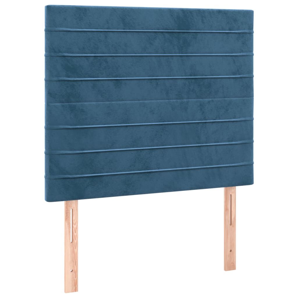 vidaXL Κρεβάτι Boxspring με Στρώμα Σκούρο Μπλε 90x190 εκ. Βελούδινο