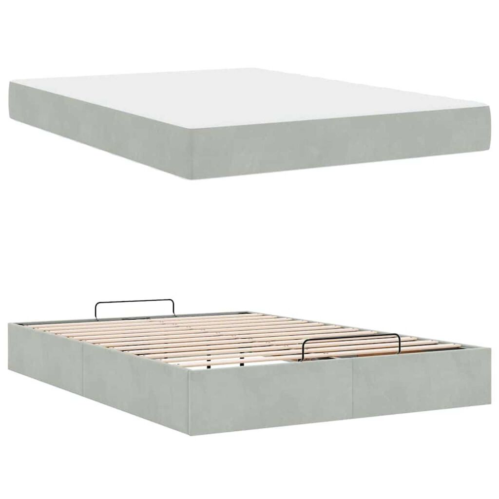 vidaXL Σκελετός Κρεβατιού Ανοιχτό γκρι 160 x 200 cm Βελούδο