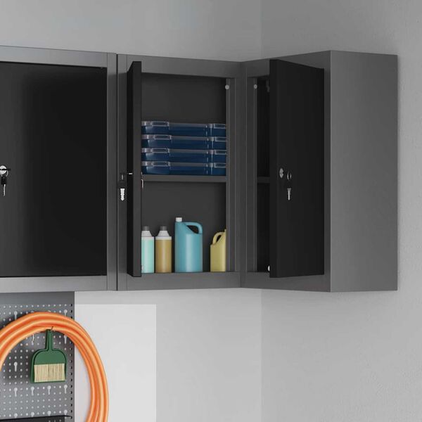 vidaXL Ντουλάπι Εργαλείων με ράφι Μαύρο και γκρι 55 x 55 x 55 εκ.