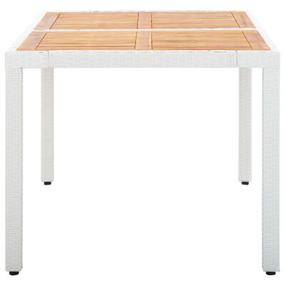Τραπέζι Κήπου Λευκό 150x90x75 εκ. Συνθετικό Ρατάν/Μασίφ Ξύλο Ακακίας