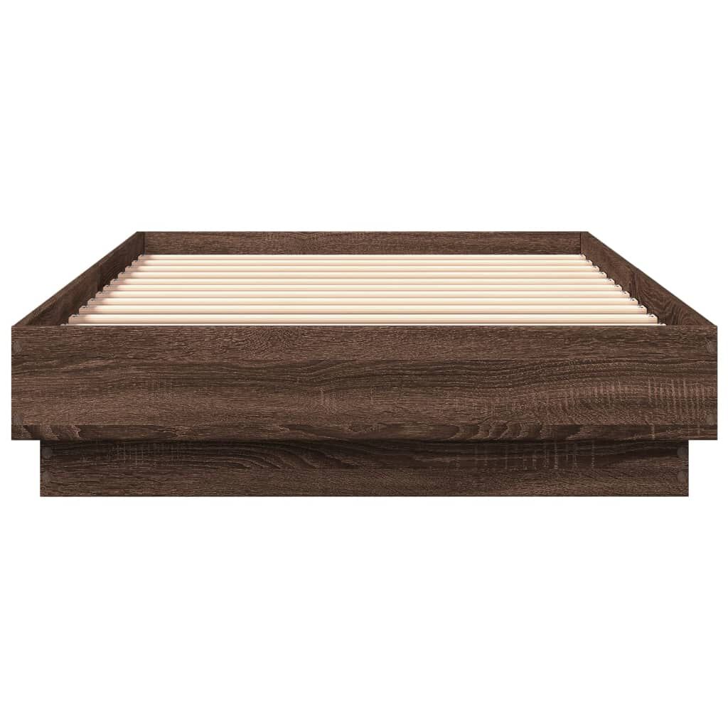 vidaXL Πλαίσιο Κρεβατιού με λυχνίες LED Καφέ Δρυς 90 x 200 εκ.