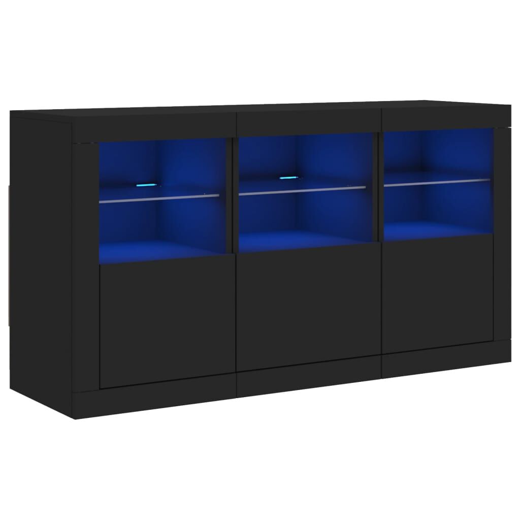 vidaXL Μπουφές με LED Μαύρος 123 x 37 x 67 εκ.
