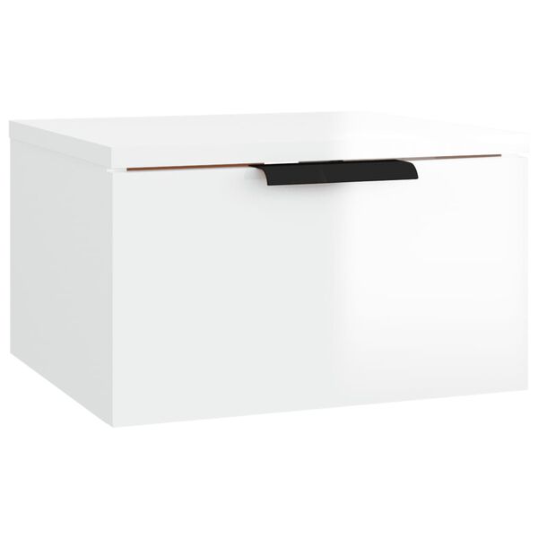 vidaXL Κομοδίνο Επιτοίχιο Γυαλιστερό Λευκό 34x30x20 εκ.