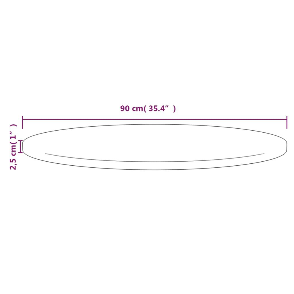 vidaXL Επιφάνεια Τραπεζιού Λευκή Ø90 x 2,5 εκ. από Μασίφ Ξύλο Πεύκου