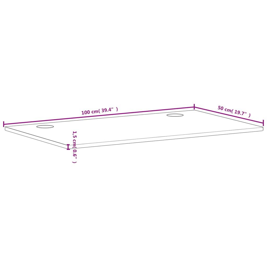 vidaXL Επιφάνεια Γραφείου 100 x 50 x 1,5 εκ. από Μασίφ Ξύλο Οξιάς