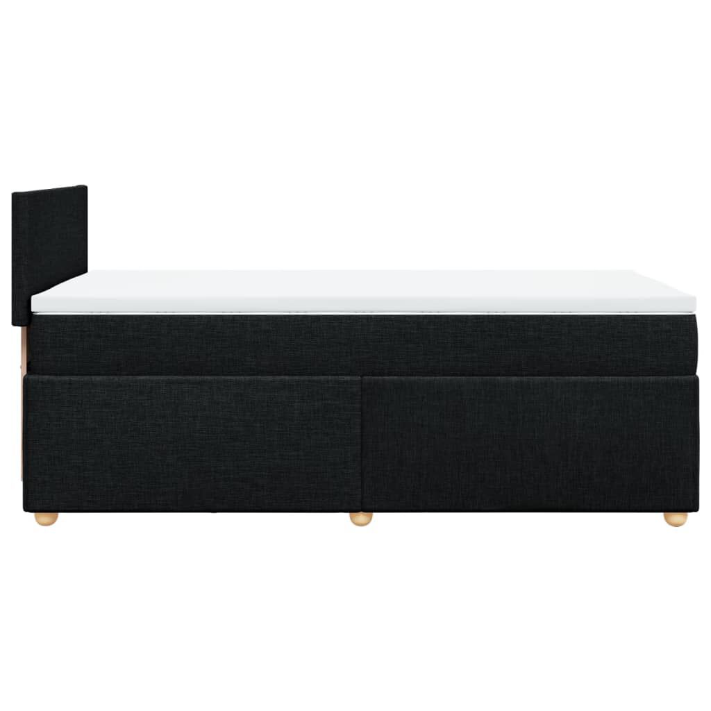 vidaXL Κρεβάτι Boxspring με Στρώμα Μαύρο Single Υφασμάτινα