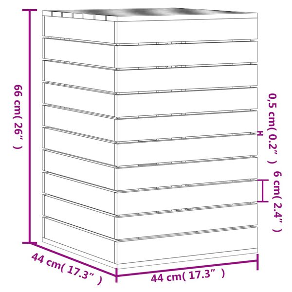 vidaXL Καλάθι Ρούχων 44x44x66 εκ. από Μασίφ Ξύλο Πεύκου