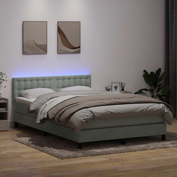 vidaXL &Kappa;&rho;&epsilon;&beta;ά&tau;&iota; Boxspring &mu;&epsilon; &Sigma;&tau;&rho;ώ&mu;&alpha; & LED &Alpha;&nu;&omicron;&iota;&chi;&tau;ό &Gamma;&kappa;&rho;&iota; 160x210 &epsilon;&kappa;. &Beta;&epsilon;&lambda;&omicron;ύ&delta;&iota;&nu;&omicron;