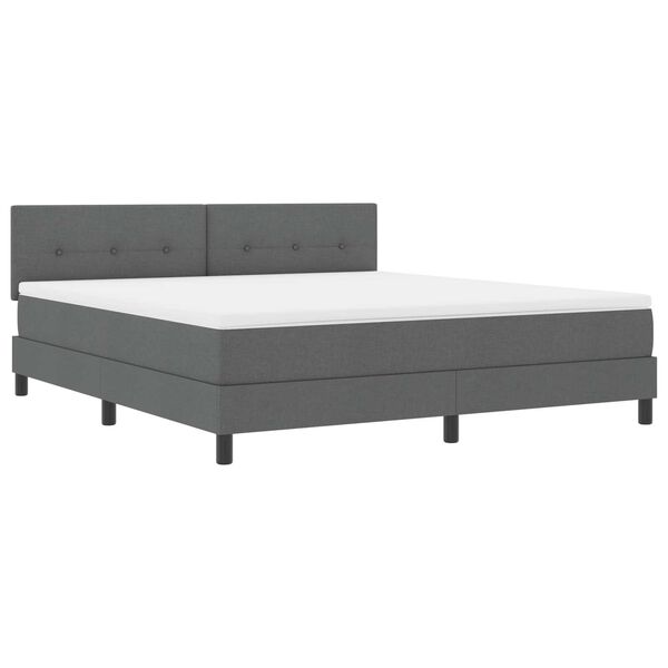 vidaXL Κρεβάτι Βολής με Στρώμα & LED Σκούρο Γκρι 180x200 cm Υφάσματος