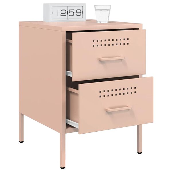 vidaXL Κομοδίνο Ροζ 36x39x50,5 εκ. από Χάλυβα