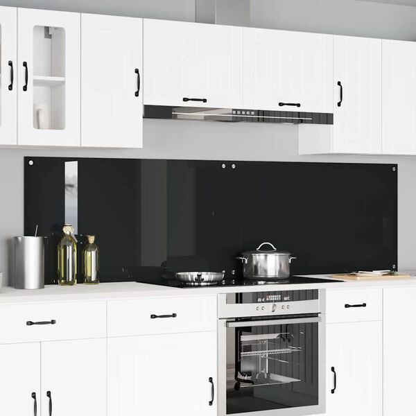 vidaXL Πίσω Πάνελ Κουζίνας 2 pcs Μαύρο 110 x 60 cm σκληρυμένο γυαλί