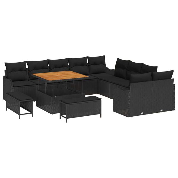 vidaXL Σετ Καναπέ Κήπου 13 pcs Μαύρο συνθετικό ρατάν
