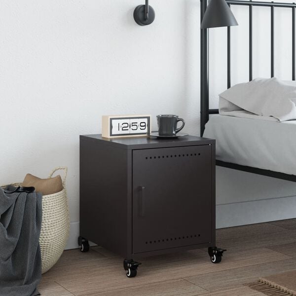 vidaXL Κομοδίνο Μαύρο 36x39x43,5 εκ. από Χάλυβα
