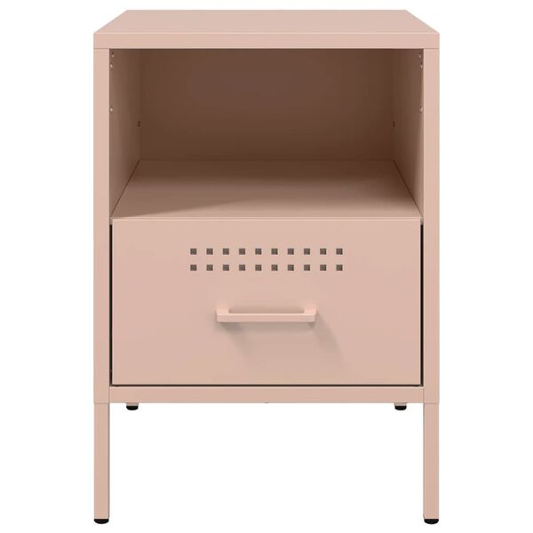 vidaXL Κομοδίνο Ροζ 36x39x50,5 εκ. από Χάλυβα