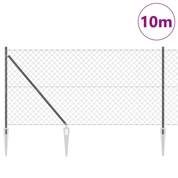 vidaXL Σετ Στύλων Φράχτη Γκρι 1.2 x 10 m Επικαλυμμένος Χάλυβας