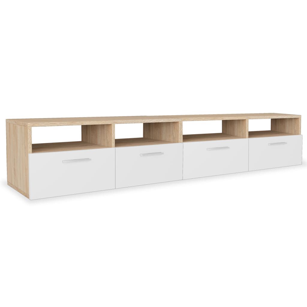 vidaXL Έπιπλα Τηλεόρασης 2 τεμ. Δρυς / Λευκό 95x35x36 εκ. Επεξ. Ξύλο