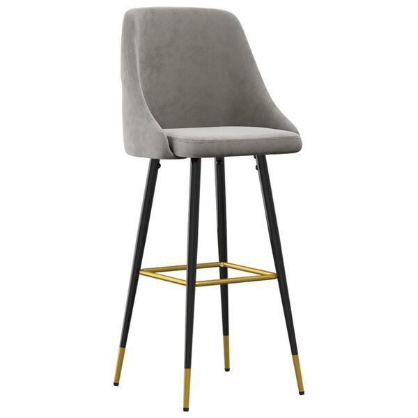 vidaXL Σκαμπό Μπαρ 2 τεμ. Ανοιχτό Γκρι Βελούδινα