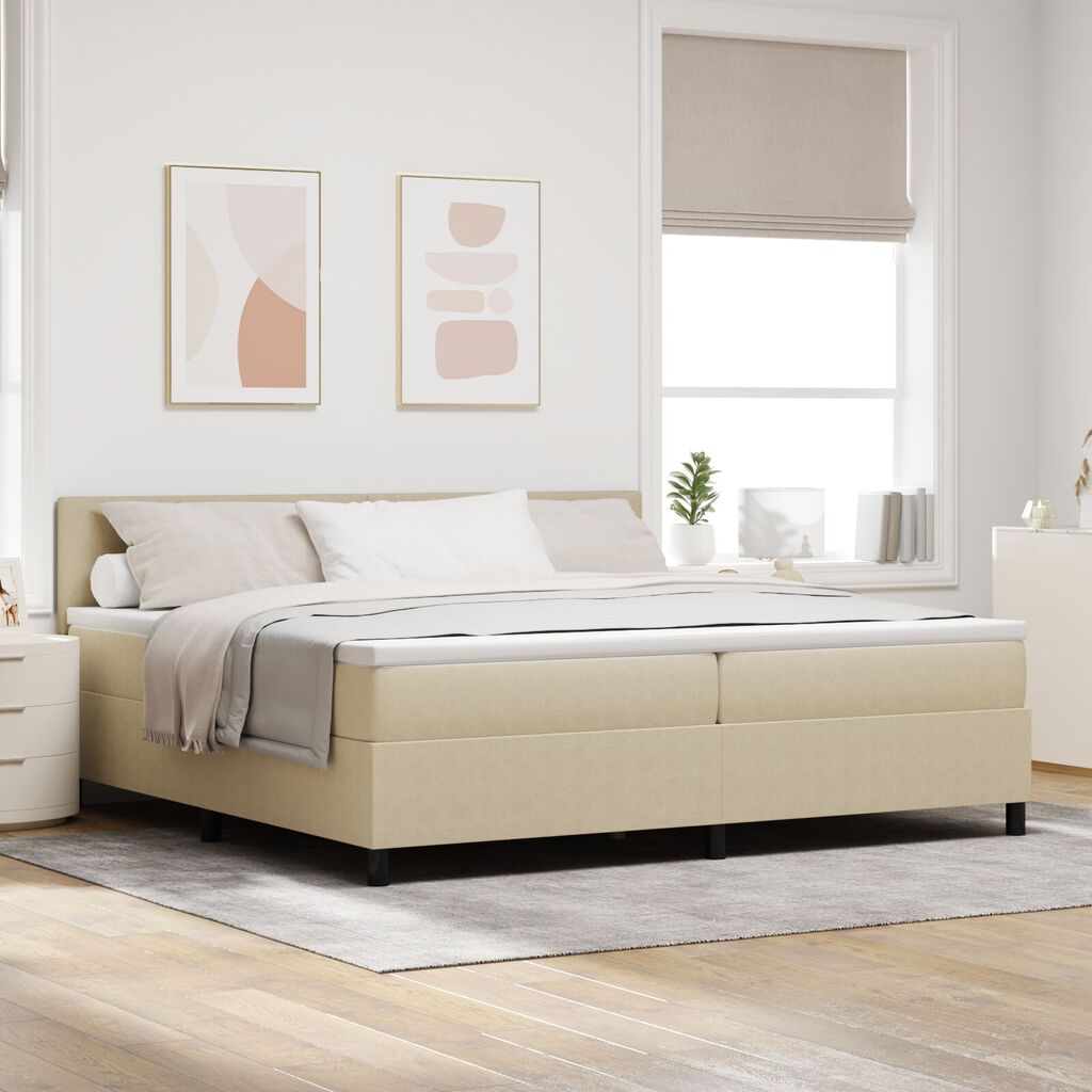 vidaXL Κρεβάτι Box Spring με Στρώμα & LED Φως Πράσινο Γκρι 200x200 cm από Ύφασμα Κόρντουροϊ