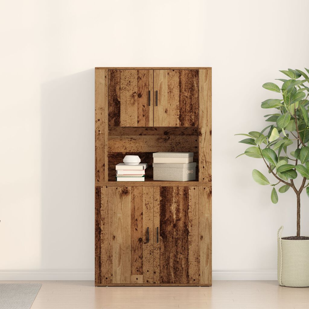 vidaXL Υψηλό Κιβώτιο Παλιού Ξύλου 80x33x150 εκ. Κατασκευασμένο από Ξύλο Συνθετικής Ύλης