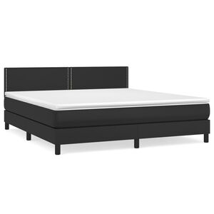 vidaXL Κρεβάτι Boxspring με Στρώμα Μαύρο 160x200εκ.από Συνθετικό Δέρμα