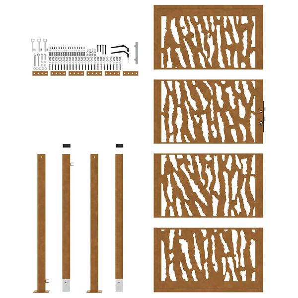 vidaXL Πύλη κήπου 105x205 cm Weathering Steel Trace Design
