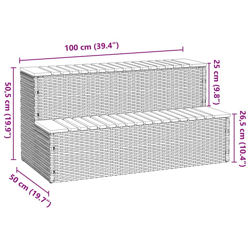 vidaXL Βήμα υδρομασάζ Μπεζ 100x50x50,5 εκ. Συνθετικό Ρατάν/Ακακίας