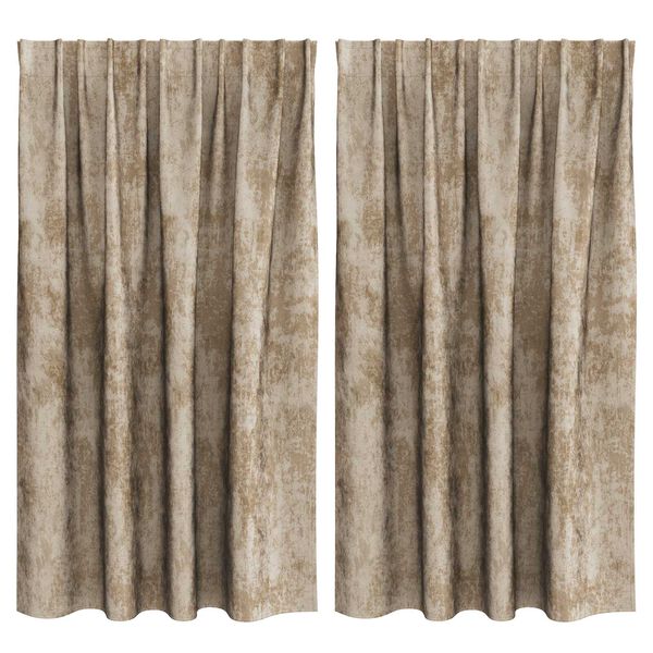 vidaXL Κουρτίνα με κουρτίνες 2 pcs Μπρονζέ 140 x 140 cm Βελούδο