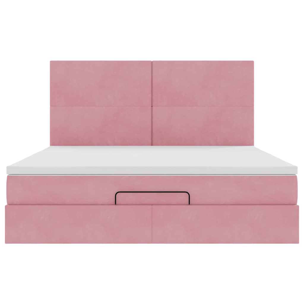 vidaXL Οθωμανικό κρεβάτι με στρώματα ροζ 180x200cm Velvet