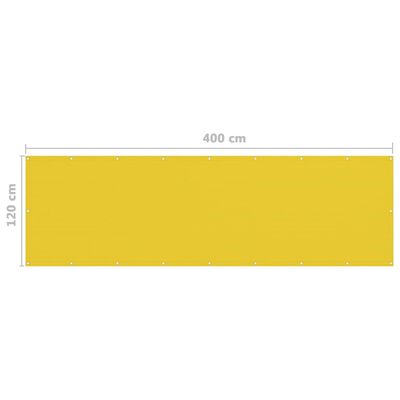 vidaXL Διαχωριστικό Βεράντας Κίτρινο 120 x 400 εκ. από HDPE