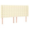 vidaXL Κρεβάτι Boxspring με Στρώμα & LED Κρεμ 200x200 εκ. Συνθ. Δέρμα