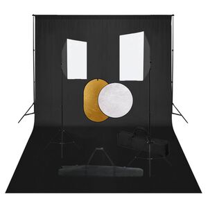 vidaXL Κιτ Φωτογραφικού Στούντιο Softbox με Φώτα, Φόντο & Ανακλαστήρα