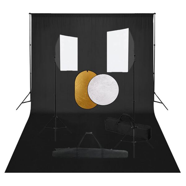 vidaXL Κιτ Φωτογραφικού Στούντιο Softbox με Φώτα, Φόντο & Ανακλαστήρα
