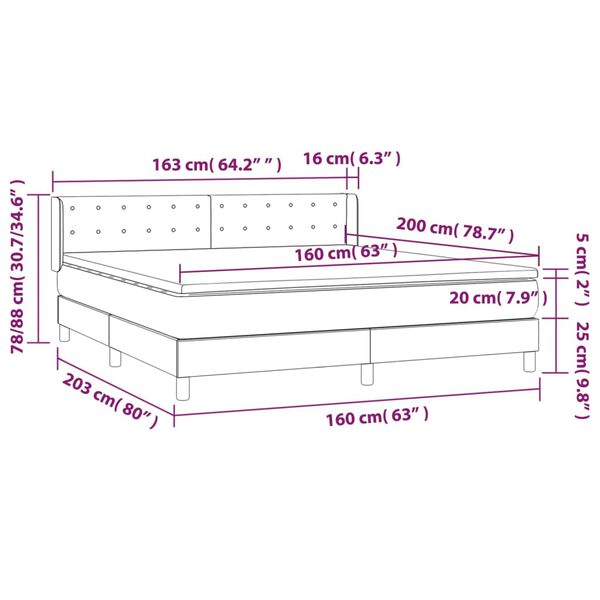 vidaXL Κρεβάτι Boxspring με Στρώμα Λευκό 160x200εκ.από Συνθετικό Δέρμα