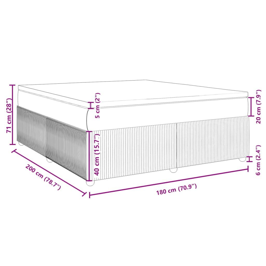 vidaXL Κρεβάτι Boxspring με Στρώμα Σκούρο Πράσινο 180x200εκ. Βελούδινο