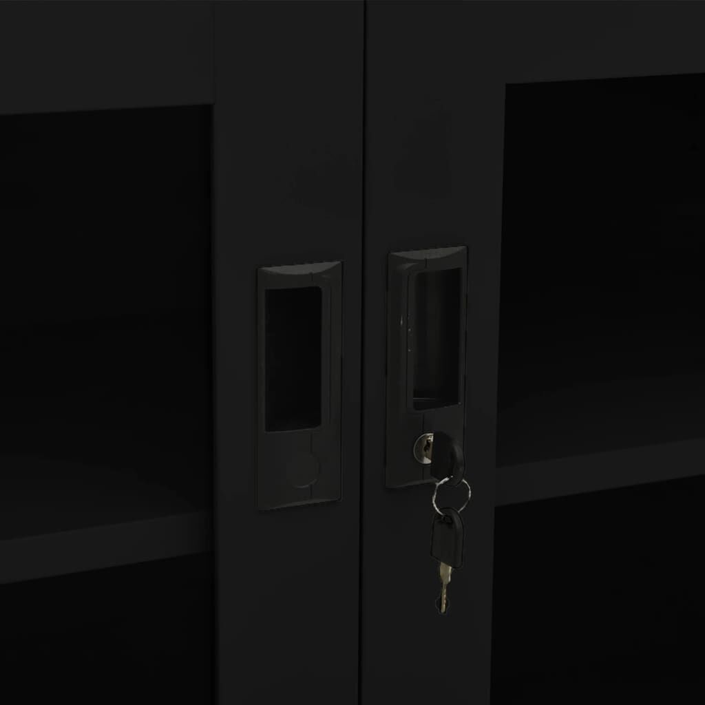 vidaXL Ντουλάπα Γραφείου 90 x 40 x 70 εκ. Μαύρη Ατσάλινη