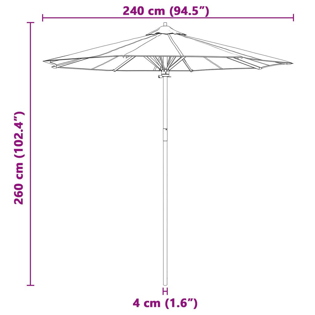 vidaXL Σκούρα Γκίζα Ομπρέλα Κήπου 240x260 εκ Μπαμπού