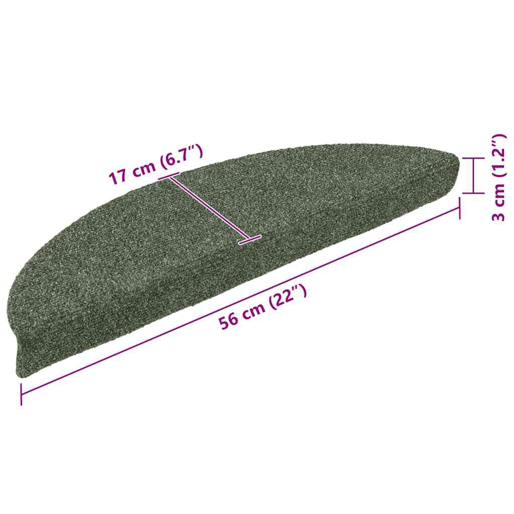 vidaXL Πατάκια Σκάλας Αυτοκόλ. 10 τεμ. Πράσινο 56x17x3 εκ Βελονιασμένα