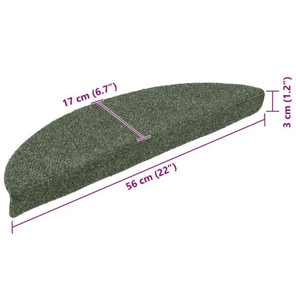 vidaXL Πατάκια Σκάλας Αυτοκόλ. 10 τεμ. Πράσινο 56x17x3 εκ Βελονιασμένα