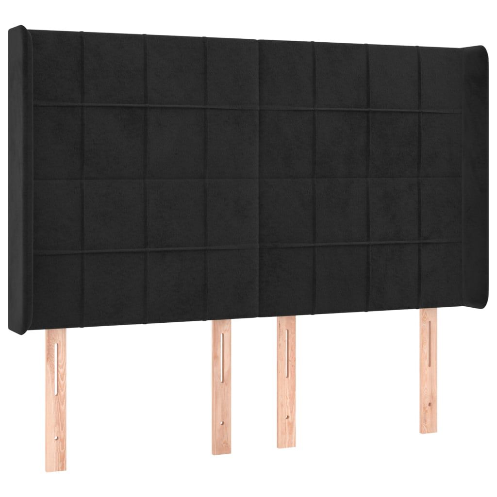 vidaXL Κεφαλάρι με Πτερύγια Μαύρο 147x16x118/128 εκ. Βελούδινο